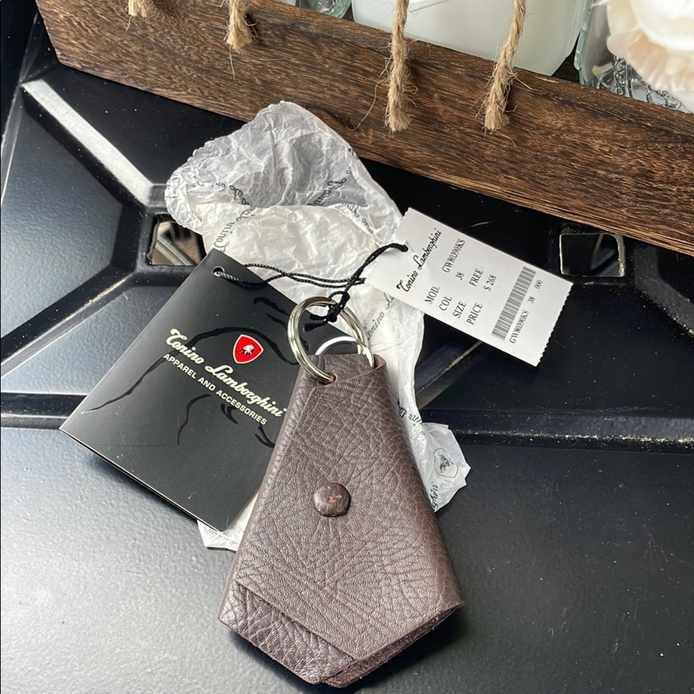 Lamborghini conino Textured Brown Leather Key Case